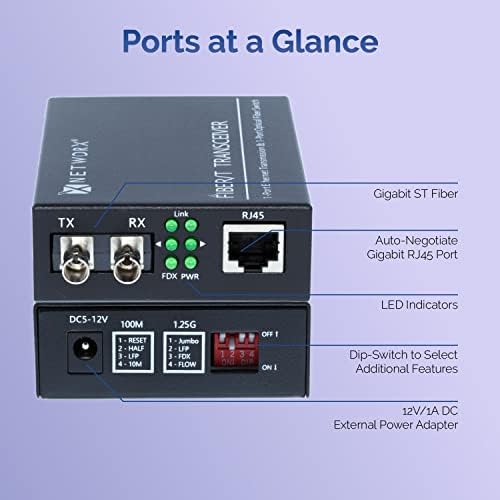 Оптичен медиаконвертер Gigabit Ethernet UTP в 1000Base-LX - ST мулти-режим, 5.