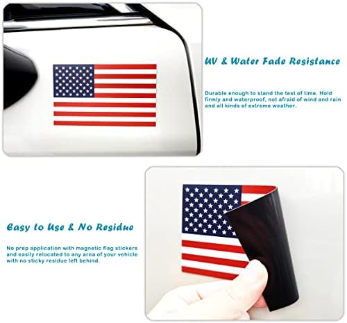 JBCD Магнит с флага на сащ, Стикер на магнит САЩ - за Кола, камион, suv (4 опаковки, 3x5 инча)