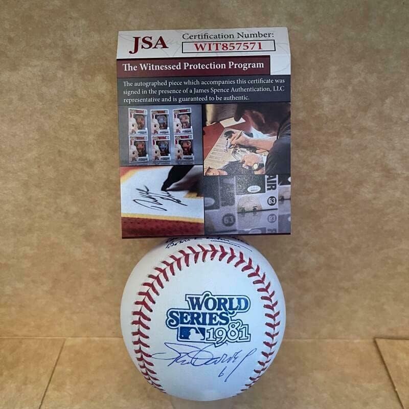 Стив Гарви Лос Анджелис Доджърс Подписа Договор с 1981 Ws Baseball Jsa Wit857571 - Бейзболни топки С автографи
