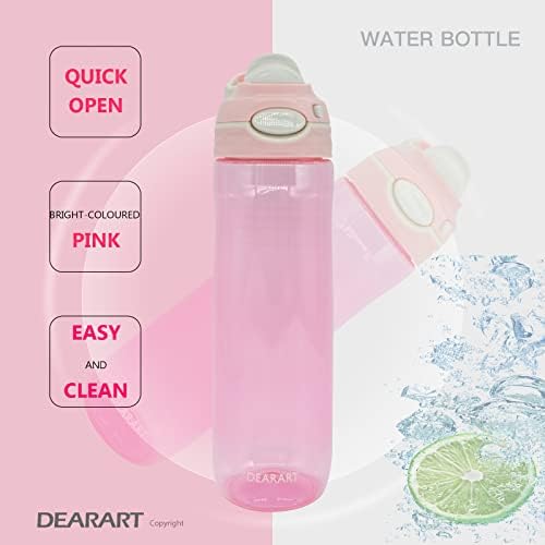 Розова бутилка за вода DEARART 26 грама без сламки Лесен за почистване, герметична, не съдържа BPA, има