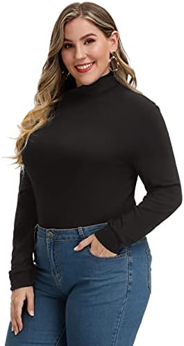 Жените Плюс Размер С Дълъг Ръкав Оформление На Врата На Лек Пуловер Тънка Риза Върховете