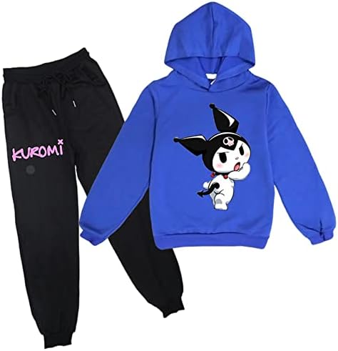Visaml/Детска Hoody Kuromi с качулка, 2 броя, Hoody с дълги ръкави и панталони за джогинг, Комплект дрехи, спортно