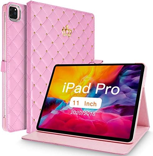 Topwin iPad Pro 11 2021/2020/2018 Калъф, короната с диаманти, скъпа изкуствена кожа, интелигентен автоматичен
