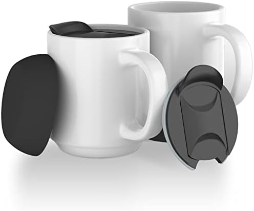 Керамична чаша с капак и подвижна водоустойчива силиконова основа (комплект от 2–х) - чаши за Кафе на 12 мл