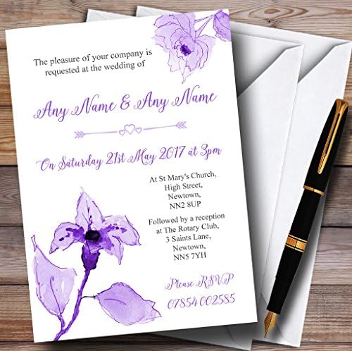 Пощенска картичка С Красиви Лилави Акварельными Цветя, Персонални Покани На Вечер на рецепция