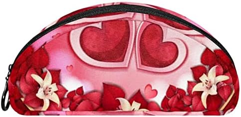 TBOUOBT Козметични Чанти, Чанти за Грим за жени, Малки Пътни Чанти за Грим, свети валентин с Червено Сърце и