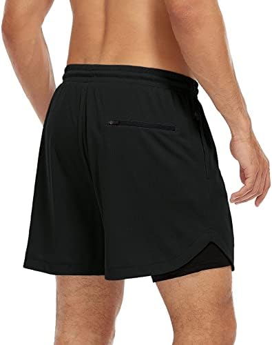 Мъжки Спортни шорти за бягане Zando 2 в 1 с джобове, бързо съхнещи Леки Спортни къси Панталони за Фитнес зала