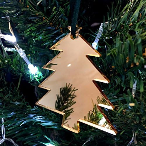 Коледно Дърво Огледално Златни декорации за Коледната елха - Пакет от 10