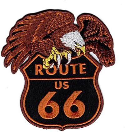Нашивка за байкерской якета с бродиран лого на Route 66 Орел на жилетката (зашива ютия)