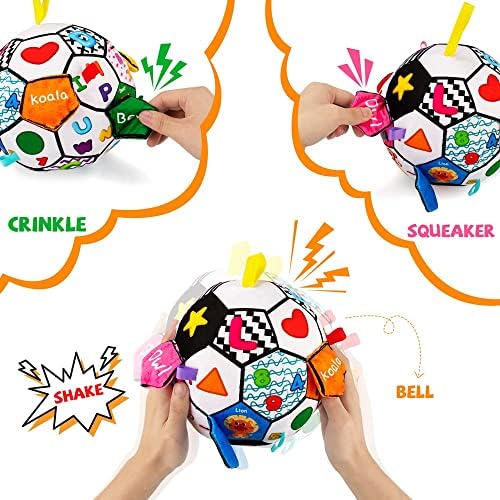 Детска играчка Inbeby с Докосване на Топката от 6-12 Месеца, Музикална Плюшена Футболна Топка за деца от 1 2