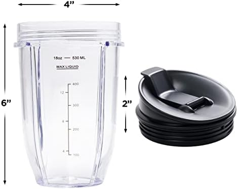 Сменяеми чаша на 18 унции с капаци за блендеров Nutri Ninja BL480, BL490, BL640, BL680 серията Nutri Ninja Auto
