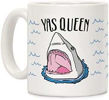 Керамични кафеена чаша LookHUMAN Yas Queen Shark бяла на 11 грама
