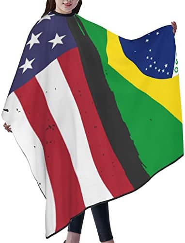 Наметало за Фризьор с Флага на САЩ, Бразилия, Професионален Водоустойчив Наметало за Фризьор, Антистатик Наметало