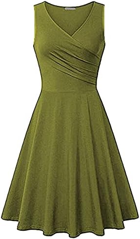 Летни рокли Fragarn за жени, Модно Дамско Лятото Ежедневна Елегантна рокля със средна дължина, Без ръкави, с