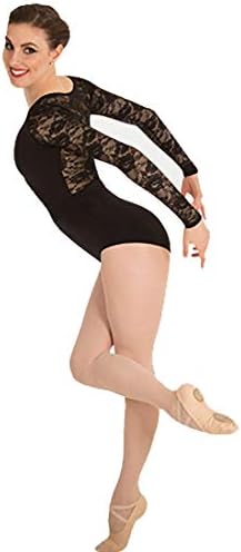 Монтиране на Женски Бански костюм с Дълъг ръкав и Дантелен гръб (P1081) -Черен -L