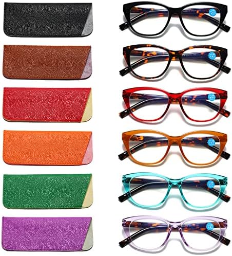 Hubeye 2 Чифта Очила за четене Котешко око За Жените, Извънгабаритни Очила за четене с Анти-Синя Светлина, Модерен