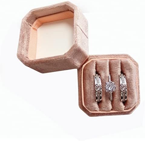 Осмоъгълна Кутия пръстени за Сватбената церемония Премия Антични Кутия за пръстените на 3 Слота, Реколта Кутия