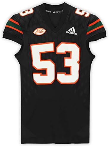 Играта Маями Хърикейнс-Използван черна риза №53 сезон в NCAA 2017-2018 г. - с по-голям Размер - Използваните тениски за игри в колежа