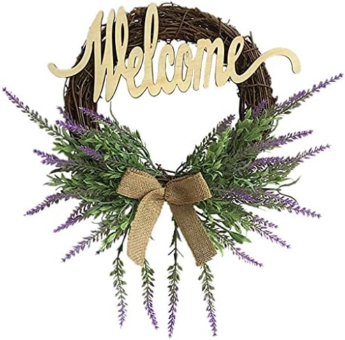 WODMB Изкуствени Цветя, Венци Вратата Ръчно изработени Лилаво Венец Добре дошли Знак Венец за Сватбеното Парти