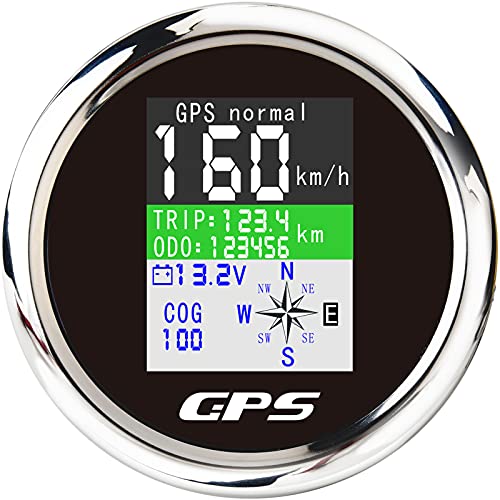 MAIMEIMI GPS за измерване на Скоростта 85 мм Лодка GPS Скоростомер, Километраж, Водоустойчива Черна Антена TFT