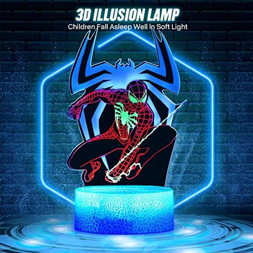 XXMANX Страничен Човек-Паяк, Детски Нощни осветителни Тела, 3D Иллюзионная Лампа с дистанционно управление и