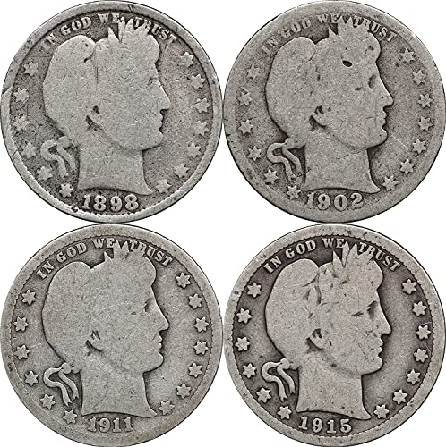 Четвертаки Барбера 1892-1916 години на освобождаването (90% сребро) - серия от 4 монети - Все различни дати