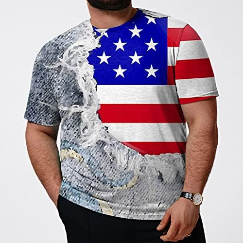 RUIRUILICO Патриотични Тениски за Мъже с Флага на Америка Летни Ежедневни Блузи с Къс Ръкав Свободно Намаляване