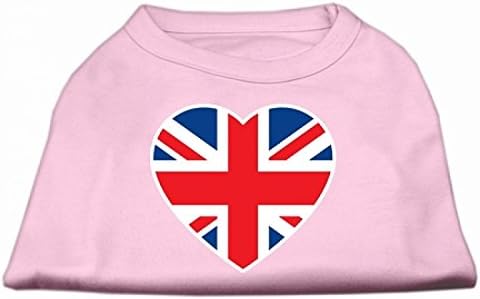 Тениска с Трафаретным Принтом във формата на Сърце с Британския Флаг Mirage Pet Products, X-Small, Аква