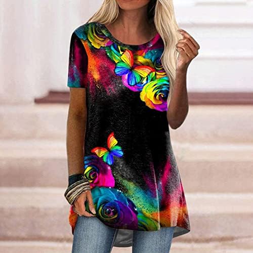 Дамски Модни Тениска, Цветни Ризи С Етнически Графичен Принтом, Върхове с кръгло деколте и Къс Ръкав 2023, Летни