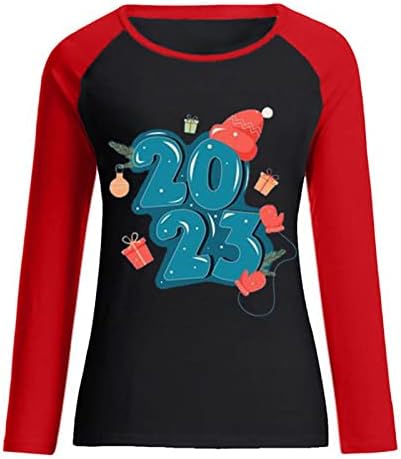 2023 честита Нова Година, Дамски Блузи С Дълъг Ръкав, Сладък Пуловер със Заек, Hoody, Модни Риза Raglan Със