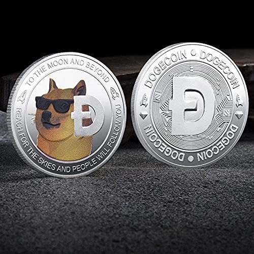 Монета 1 унция Dogecoin Възпоменателна Монета сребърно покритие DogecoinCryptocurrency2021 са подбрани Монета