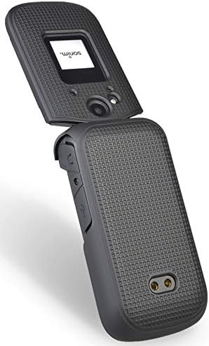 Калъф с клипс за Sonim XP3, Nakedcellphone [Черен] Защитен Защелкивающийся калъф с [Въртяща се /механизма на