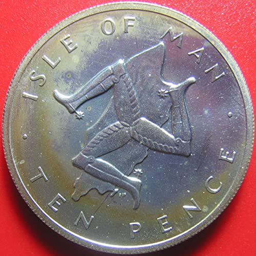 1976, Без знака на ментата Остров Ман Монети с номинална стойност от 10 Десет пенса Продавачът монети Добър