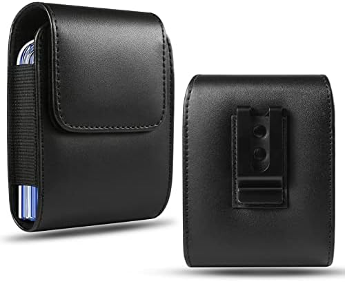 Чанта-кобур за мобилен телефон от изкуствена кожа, стойка за телефон на колана с Метален клипс за колан и магнитна