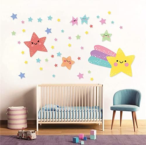 Стикери за Стена със Звездите, Винил Сладки Етикети със Звездите, боядисани Стени за Детска Стая, Малки Момчета