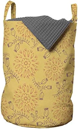 Чанта за дрехи Ambesonne Art Garden, Контур рисунки на Цветя клони и листа на Елементи на Листа, Кошница за