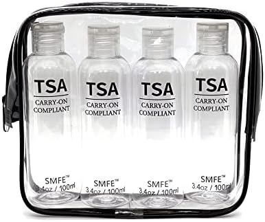 Комплект пътни бутилки SMFE TSA, включва в себе си четири пътни бутилки за носене, съответните изисквания на