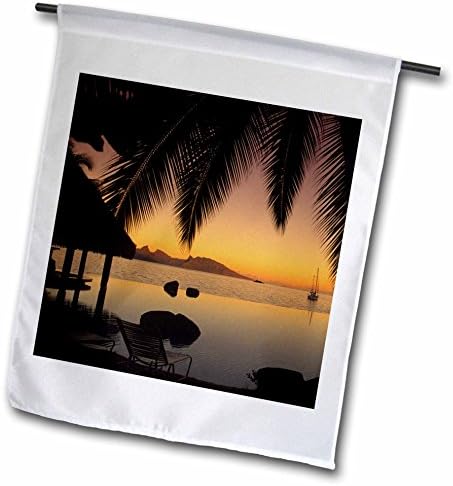 3dRose fl_85040_1 Хотел Beachcomber, Таити, Френска Полинезия Флаг градина Дъглас Пиблза, 12, 18 инча