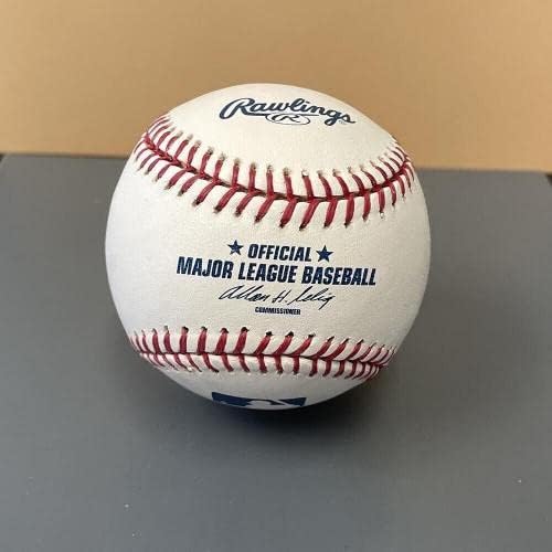 Евън Лонгория 2008 AL East Champs Подписа OMLB Baseball Auto с Голограммой b & E - Бейзболни топки с автографи