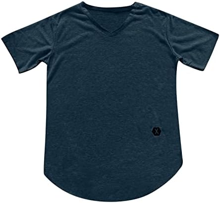 Размер Летни Ръкав V Образно Деколте Мъжки Цветен Кратък Плюс Мъжка Блуза Мъжка Тениска