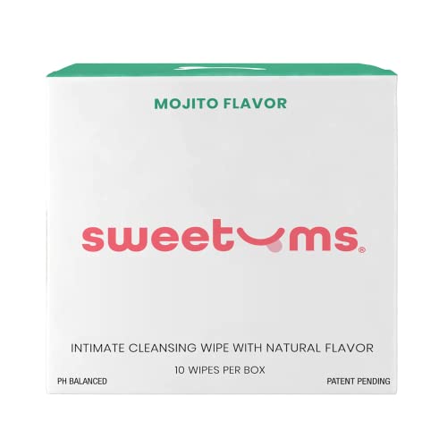 Дамски кърпички Sweetums в индивидуална опаковка - Ароматизирани Интимни кърпички с балансирано ниво на pH - Опаковка от 10 броя (Мохито)