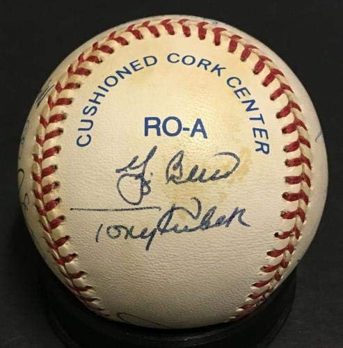 Йога Берра Дон Ларсен подписа договор с Янкис легенди baseball 13 auto HOF Рон Гидри COA - Бейзболни топки с