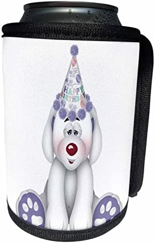 3дРоза Хубаво бяло и лилаво кученце честит рожден Ден. - Опаковки за бутилки-охладители (cc-360295-1)