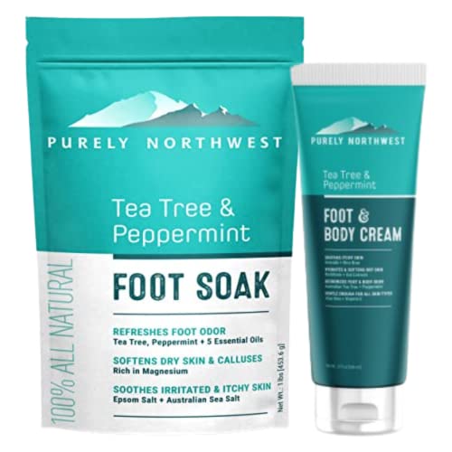 Крем за крака и тяло с масло от чаено дърво Purely Northwest Tea Tree Oil & Peppermint за крака с английска