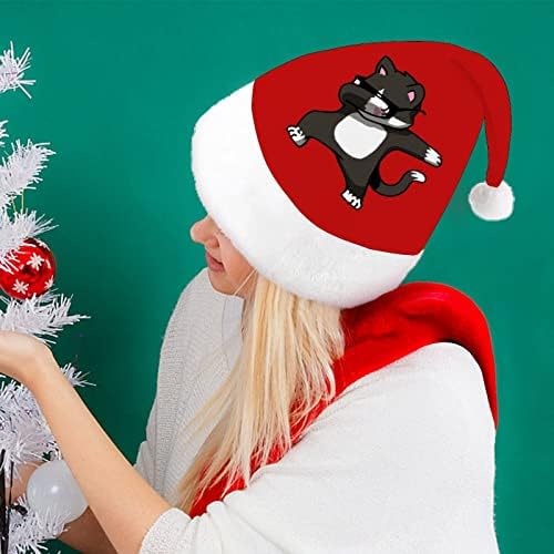 Промокающий Смешно Котка Коледна Шапка Санта Шапки Коледно Дърво Украса Празничен Декор, Подаръци за Възрастни