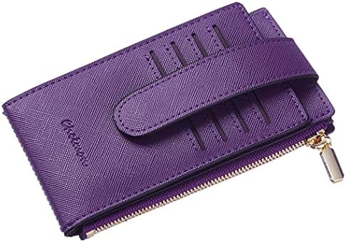 Чантата Chelmon Womens Walllet Slim RFID Blocking Bifold Multi Card Case Джоб с цип (Deep Purple)