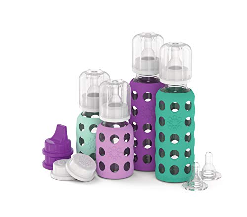 Стартов комплект от 4 бутилки Lifefactory (2) 4-унционная детска бутилка с мента / лавандула (2) 9-унционная