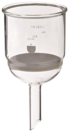 Бюхнерова фуния borosilicate стъкло Corning Огнеупорно стъкло с Фриттованным диск средно порьозност, диаметър на диска 80 мм, капацитетът от 350 мл (3 чекмеджета)
