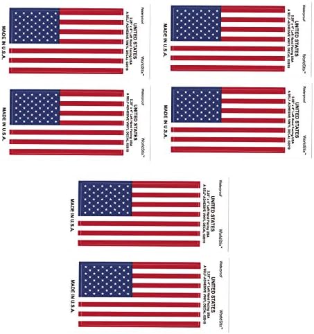 Произведено в САЩ - Етикети с флага на сащ (USA), Отличителни знаци 2.25 х 4, Водоустойчив Винил, Самозалепващи