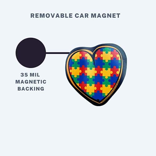 Скъпа Кола Магнит във формата на сърце-Пъзел за информираност за аутизма, Дъгова Магнитен Стикер за Брони, автомобили, пощенски кутии или Шкафчета, опаковки от 4